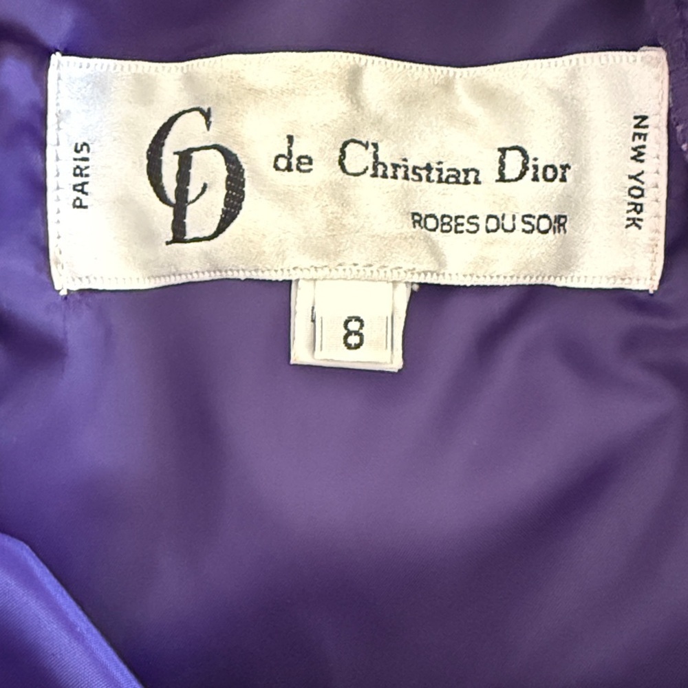 Vintage Christian Dior, Elegant deep, Purple Velvet Dress size 8 - Picture 9 of 9